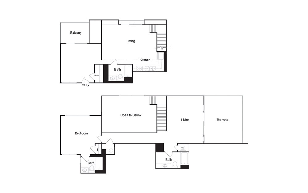 2J 2 bedroom 2 bath floor plan