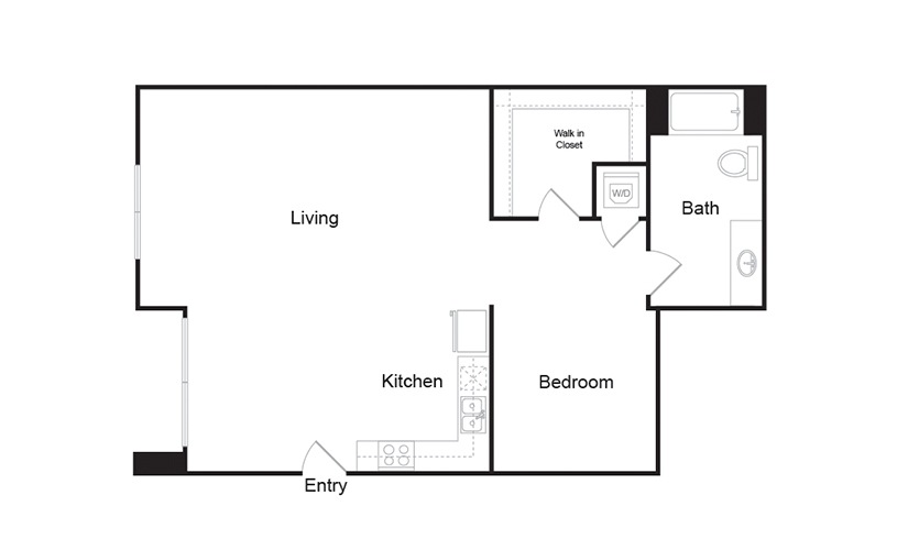 1B 1 bedroom 1 bath floor plan 1B 1 bedroom 1 bath floor plan